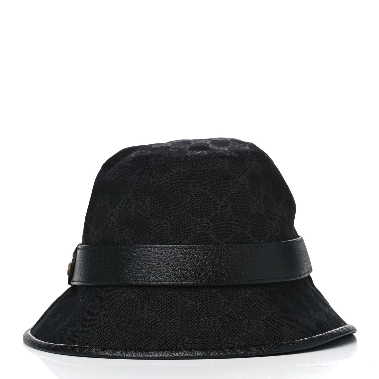 Gucci Monogram Textured Dollar Calfskin GG Jago Bucket Hat M Black 2 of 3