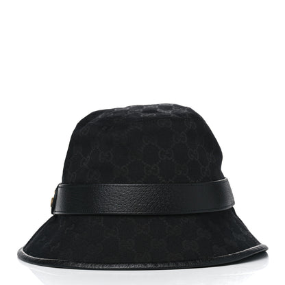 Gucci Monogram Textured Dollar Calfskin GG Jago Bucket Hat M Black 2 of 3
