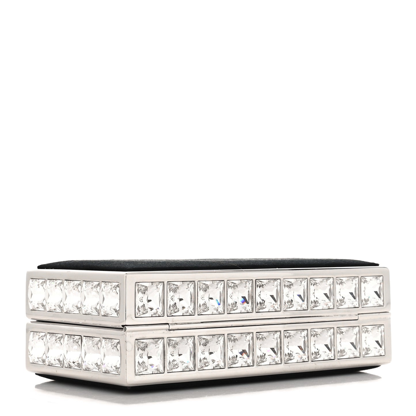 Crystal Trim Satin Evening Bag Clutch Black