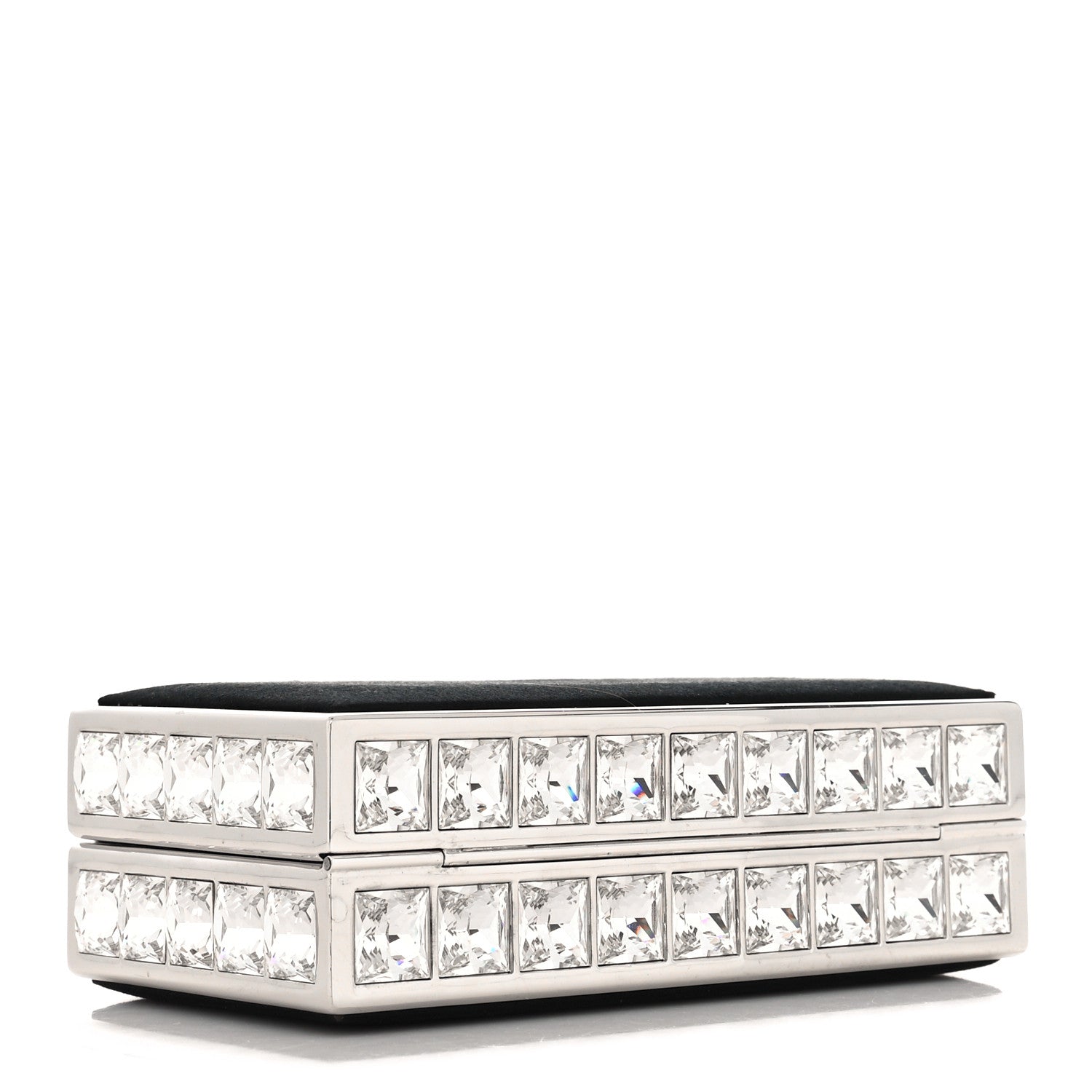 Judith Leiber Crystal Trim Satin Evening Bag Clutch Black 5 of 11