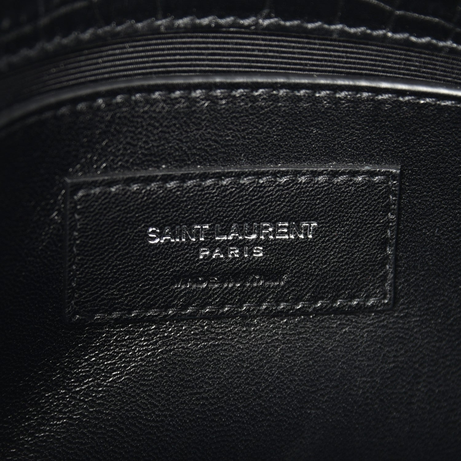 Saint Laurent Calfskin Crocodile Embossed Monogram Small Kate Tassel Satchel Black 6 of 7