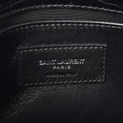 Saint Laurent Calfskin Crocodile Embossed Monogram Small Kate Tassel Satchel Black 6 of 7
