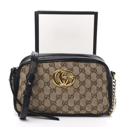 Gucci Monogram Matelasse Diagonal Small GG Marmont Chain Shoulder Bag Beige Black 13 of 13