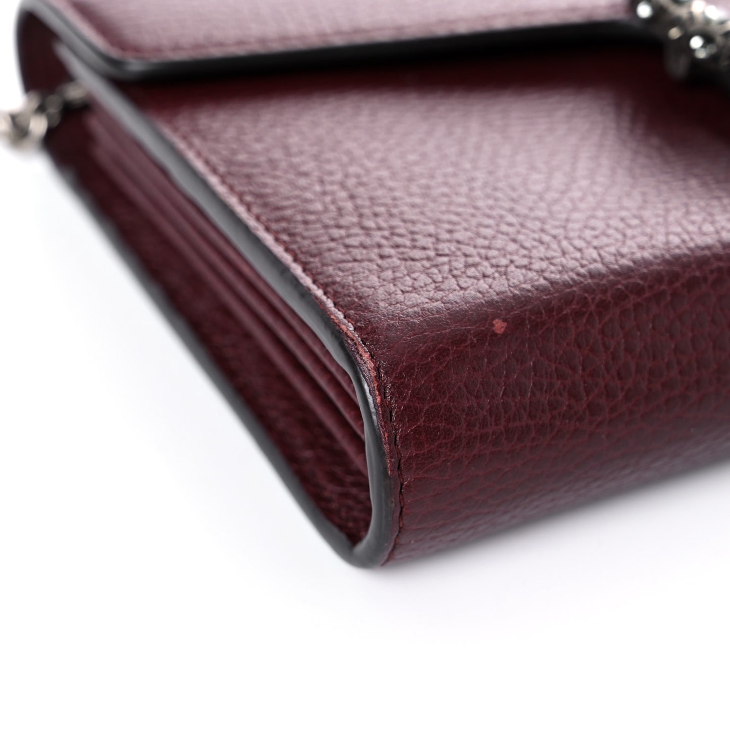 Dollar Calfskin Crystal Mini Dionysus Chain Wallet Vintage Bordeaux
