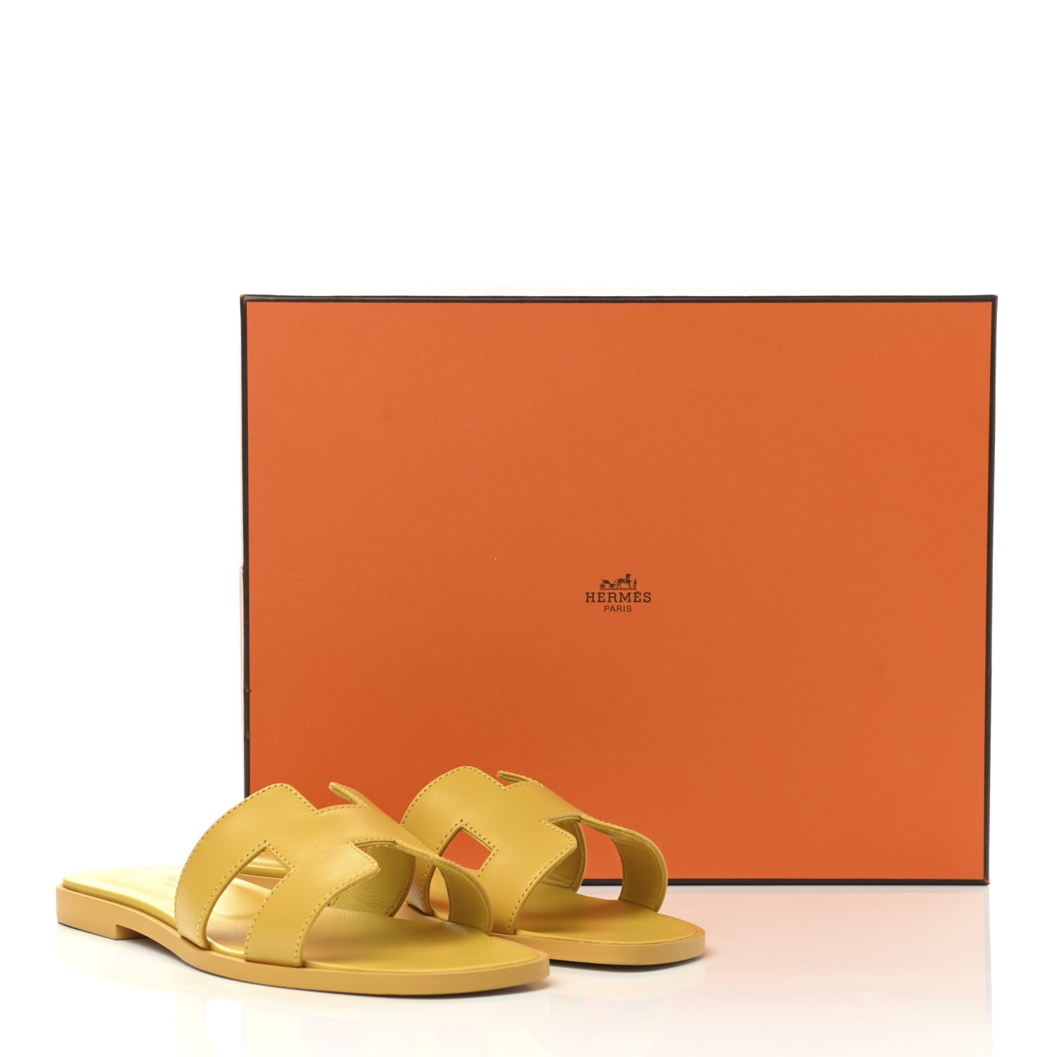 Hermes Calfskin Oran Sandals 35 Jaune Citron 9 of 9