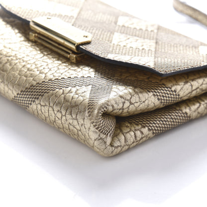 Burberry Metallic Signature Grain Calfskin Check Embossed Langley Crossbody Gold 7 of 10