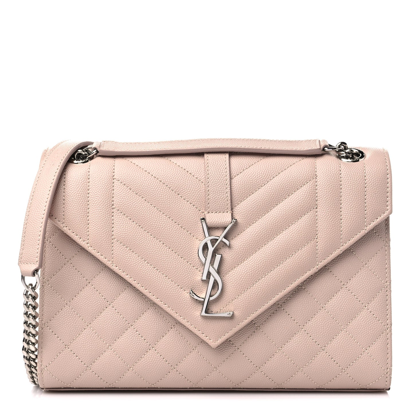 Grain De Poudre Textured Mixed Matelasse Medium Triquilt Monogram Satchel Marble Pink