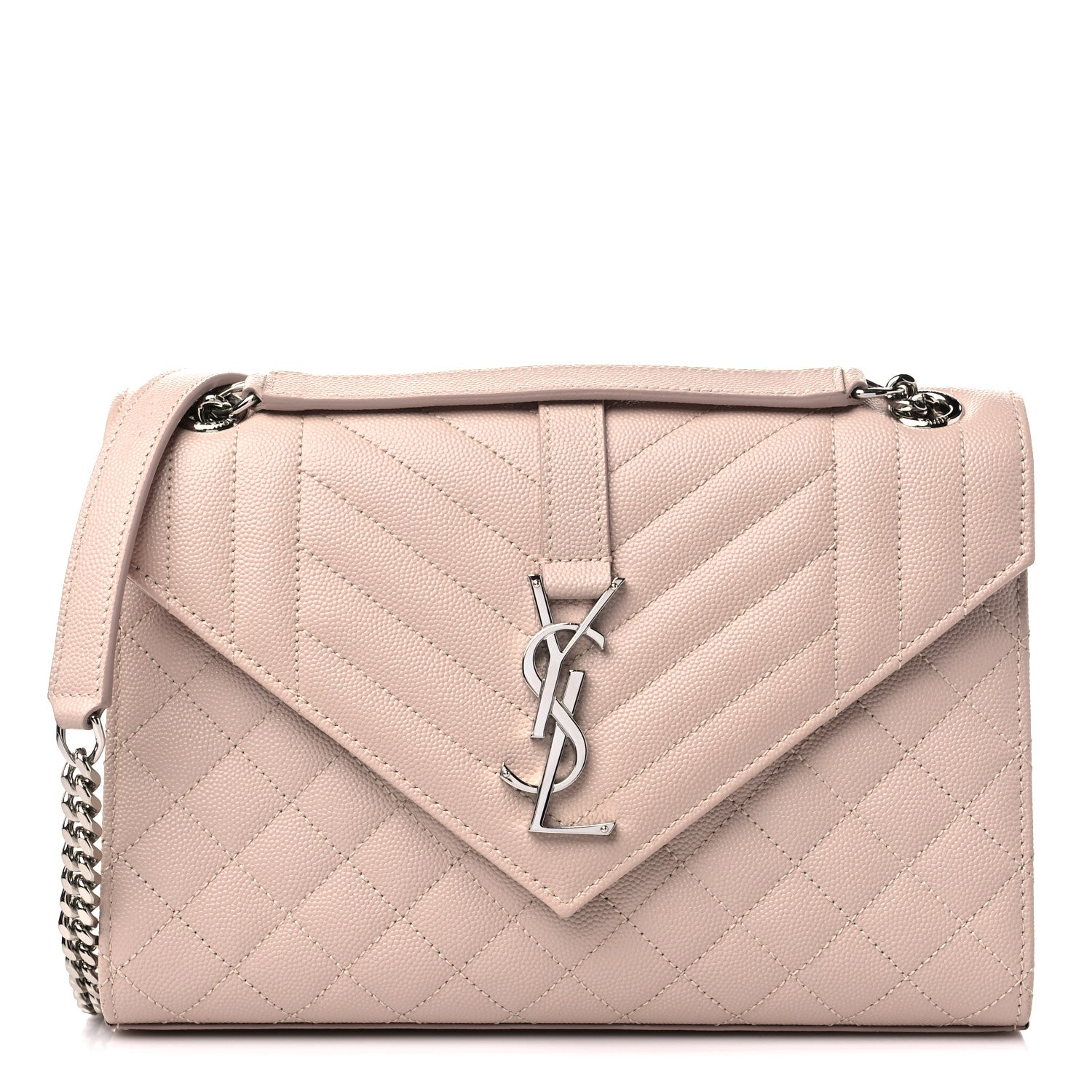 Saint Laurent Grain De Poudre Textured Mixed Matelasse Medium Triquilt Monogram Satchel Marble Pink 1 of 10
