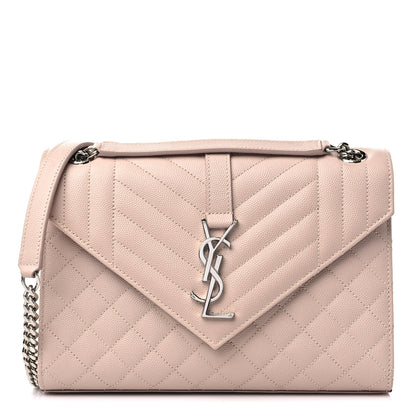 Saint Laurent Grain De Poudre Textured Mixed Matelasse Medium Triquilt Monogram Satchel Marble Pink 1 of 10