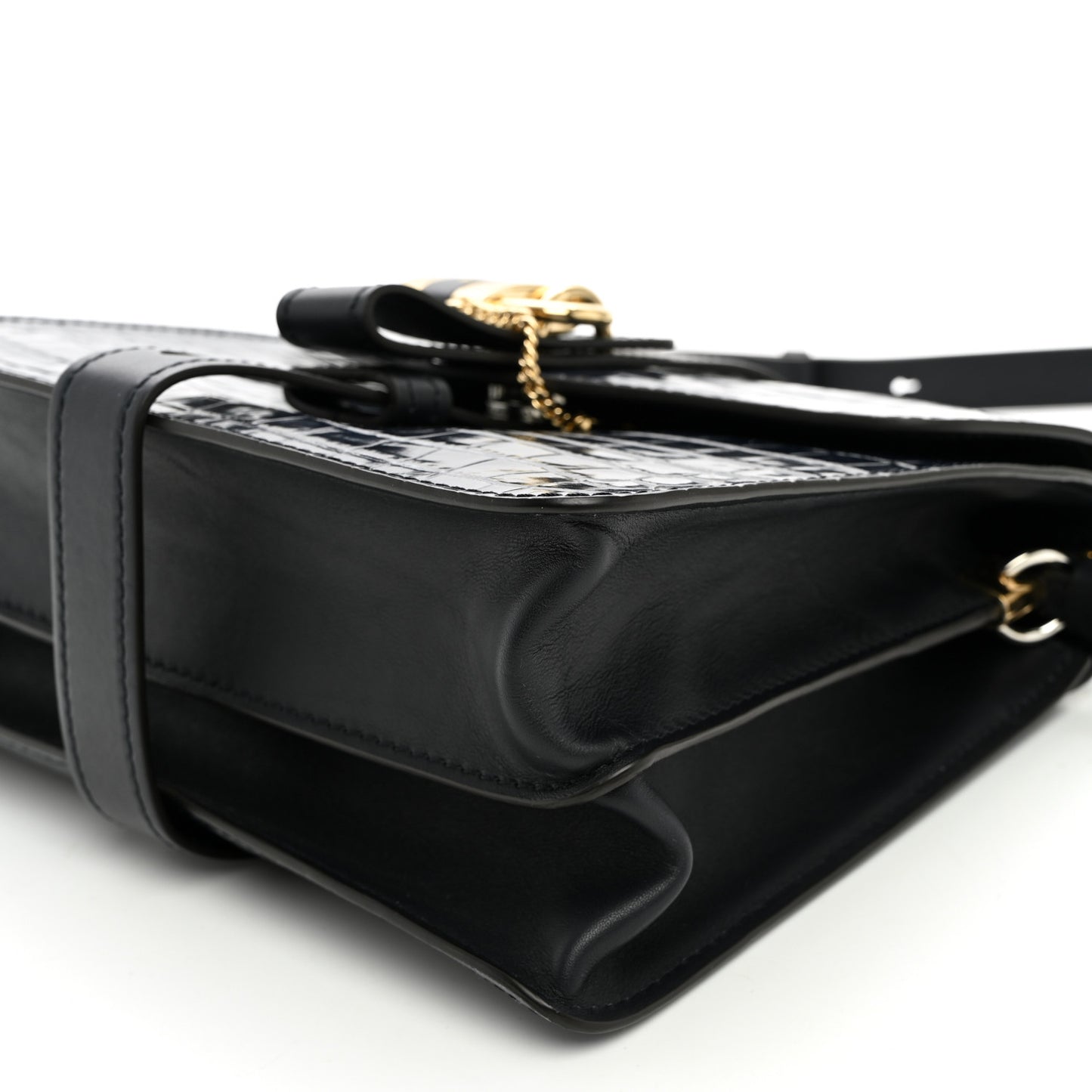 Calfskin Crocodile Embossed Medium Aby Day Shoulder Bag Full Blue