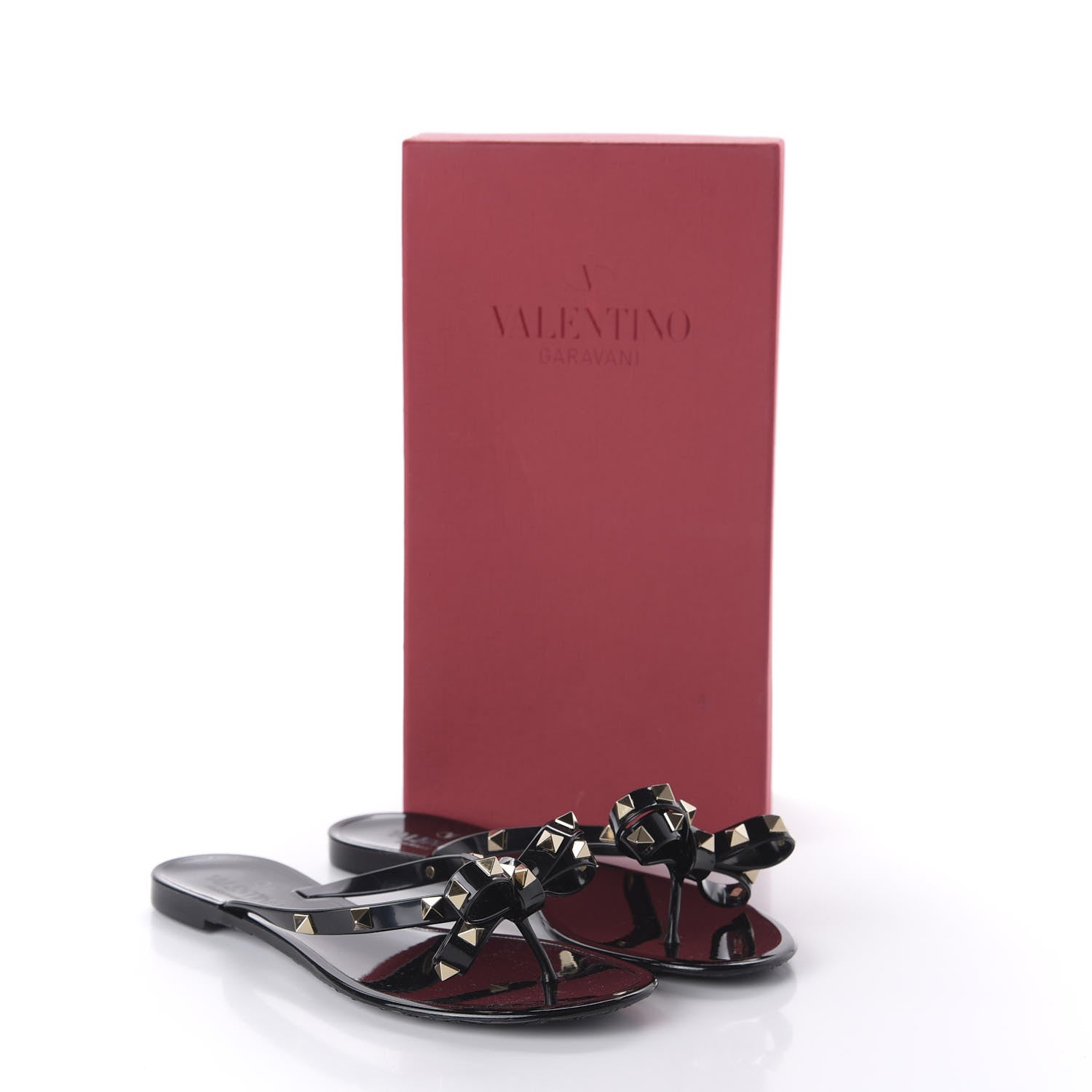 Valentino Garavani PVC Jelly Rockstud Bow Thong Sandals 38 Black 8 of 9