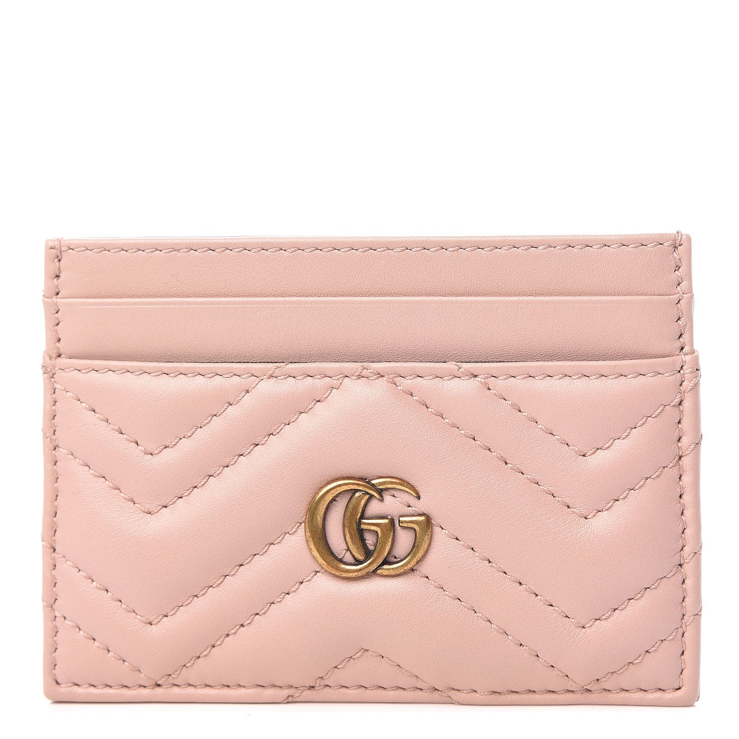 Gucci Calfskin Matelasse GG Marmont Card Holder Perfect Pink 1 of 6