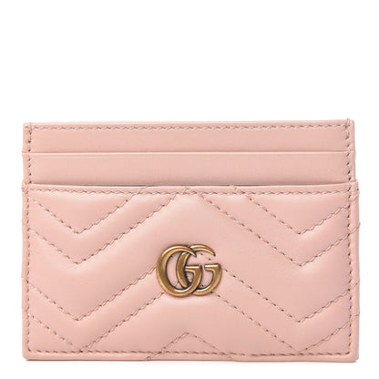Gucci Calfskin Matelasse GG Marmont Card Holder Perfect Pink 1 of 6