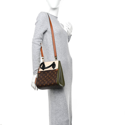 Louis Vuitton Calfskin Monogram Fold Tote PM Cream Khaki Black 2 of 9