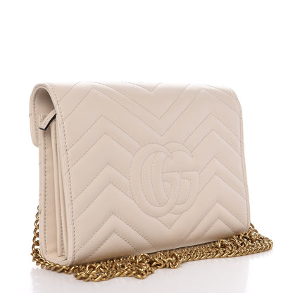 Gucci Calfskin Matelasse GG Marmont Chain Wallet Mystic White 4 of 7