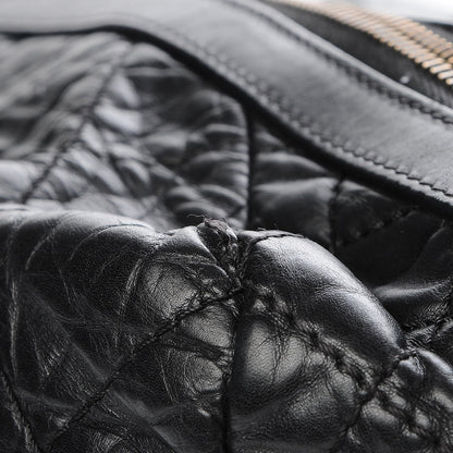 Chanel Aged Calfskin Quilted Large Secret Tag Bowling Bag Black 8 of 9