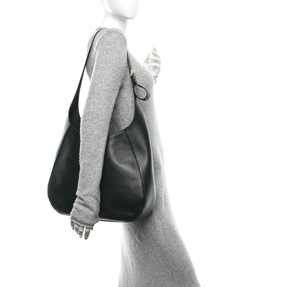 Prada City Calfskin Triangle Large Hobo Shoulder Bag Black 2 of 9