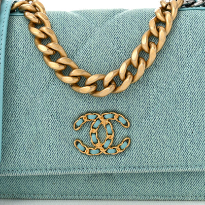Chanel Denim Quilted Chanel 19 Wallet On Chain WOC Neon Blue 9 of 12