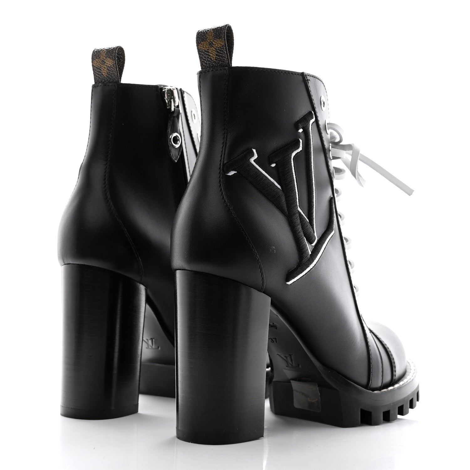 Louis Vuitton LOUIS VUITTON Patent Calfskin Monogram Star Trail Ankle Boots 37 Black 4 of 7