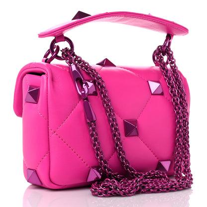 Valentino Garavani Nappa Lacquer Monochrome Small Roman Stud Shoulder Bag Pink PP 3 of 8