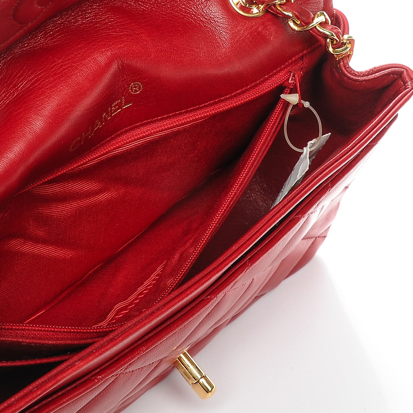Lambskin Quilted Medium Single Flap Red