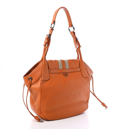 Prada Vitello Daino Lizard Shoulder Bag Orange 2 of 4