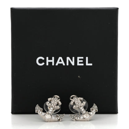 Chanel Crystal CC Anchor Earrings Silver 5 of 5