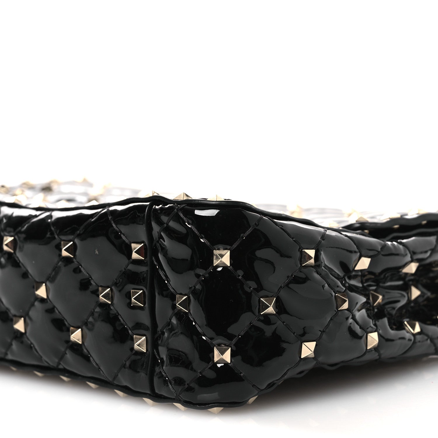 Valentino Garavani Patent Medium Rockstud Spike Shoulder Bag Black 9 of 10