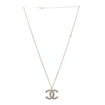 Chanel Baguette Crystal Quilted CC Pendant Necklace Gold 3 of 5