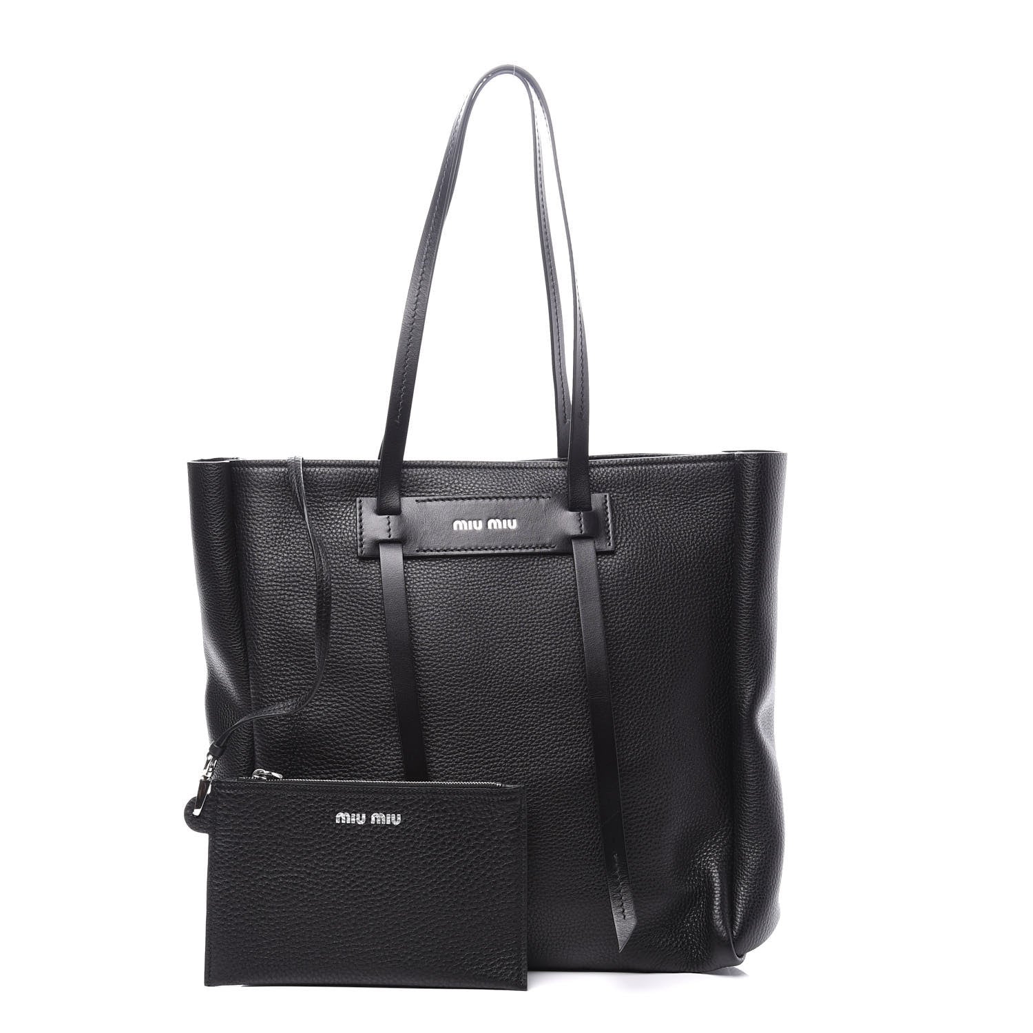Miu Miu Vitello Daino Tote Black 1 of 12