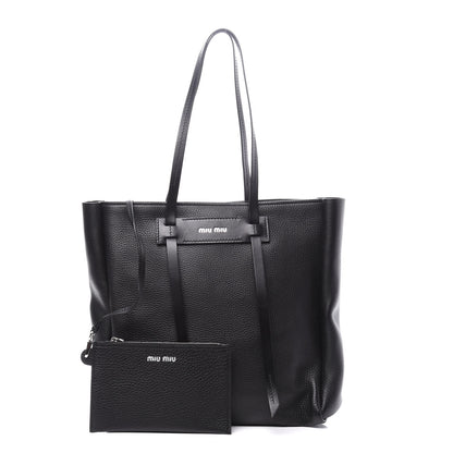Miu Miu Vitello Daino Tote Black 1 of 12