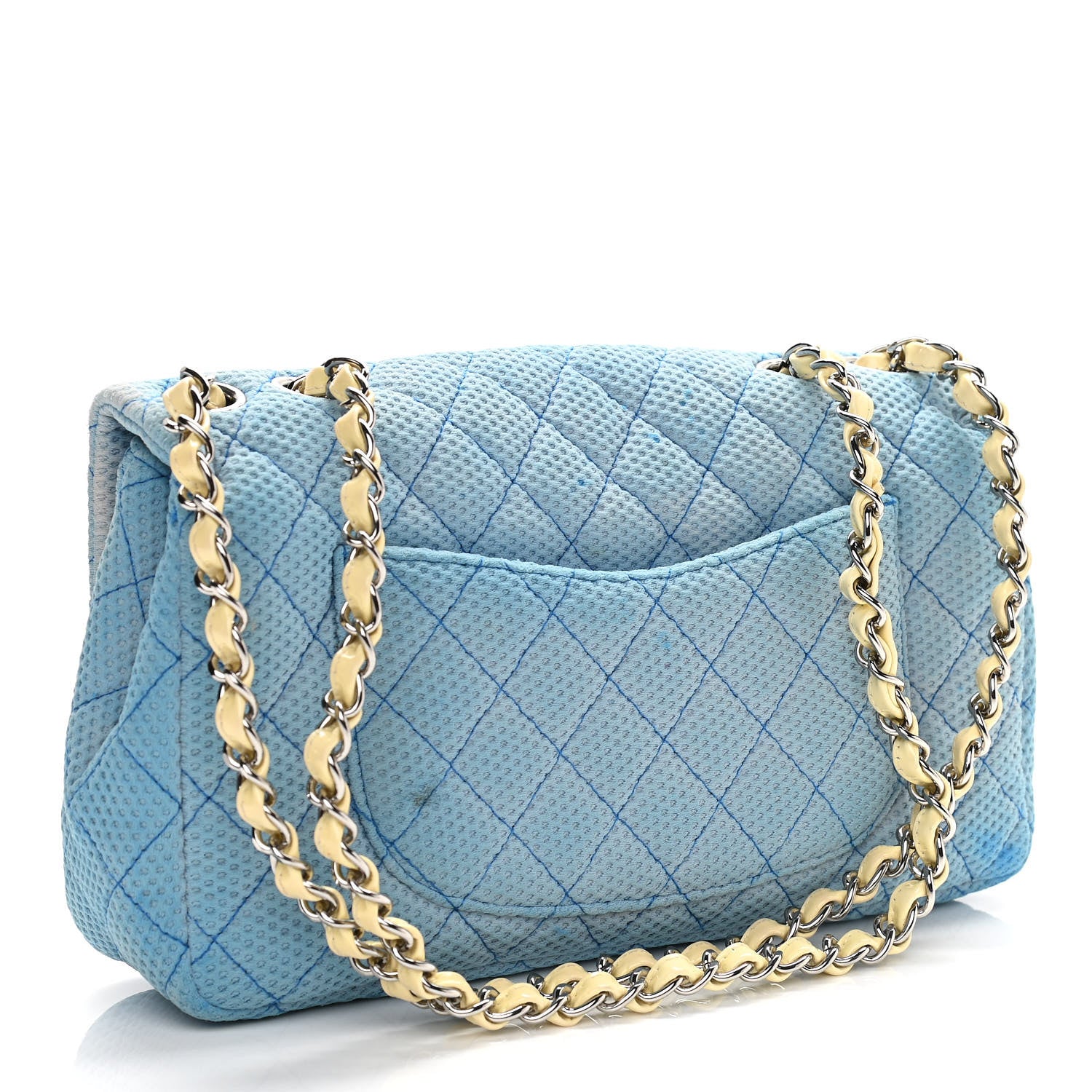 Chanel Neoprene Quilted Medium Single Flap Blue 3 of 12