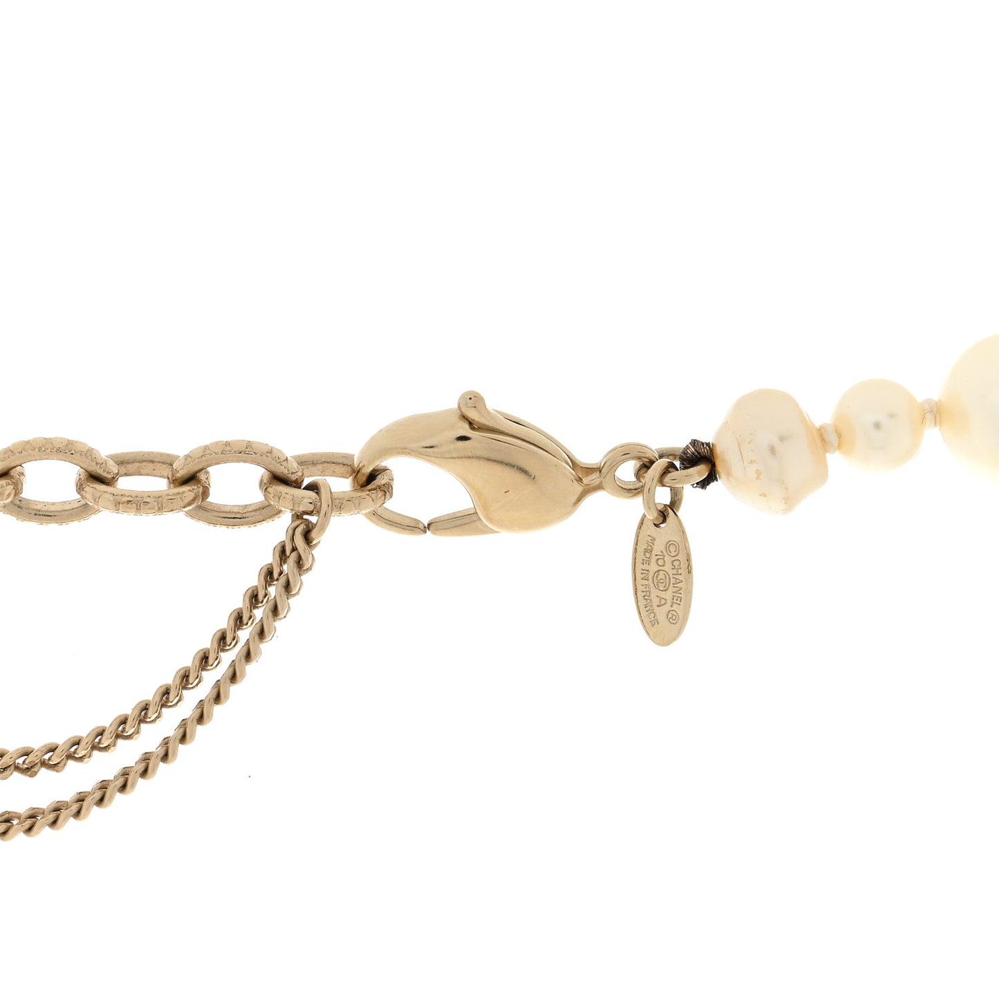 Graduated Pearl CC Long Necklace Gold