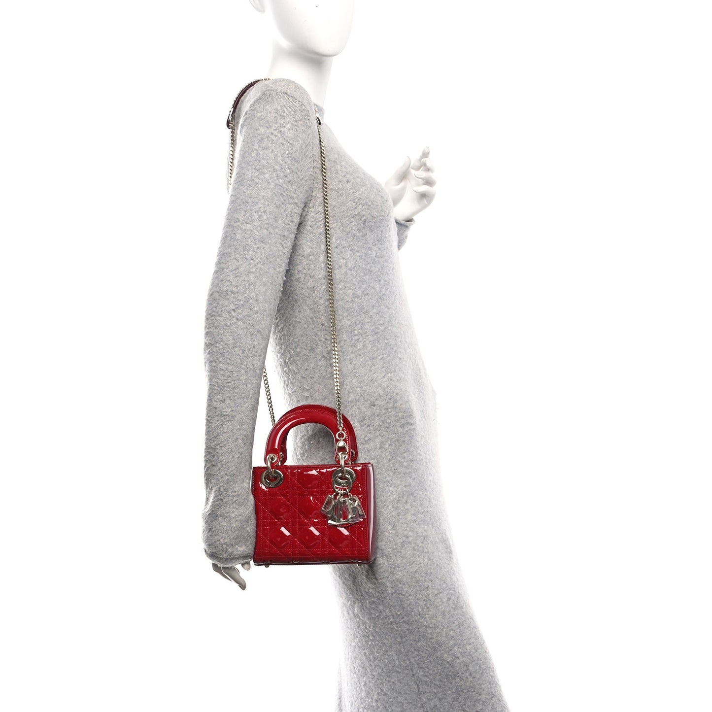 Patent Cannage Mini Lady Dior Red