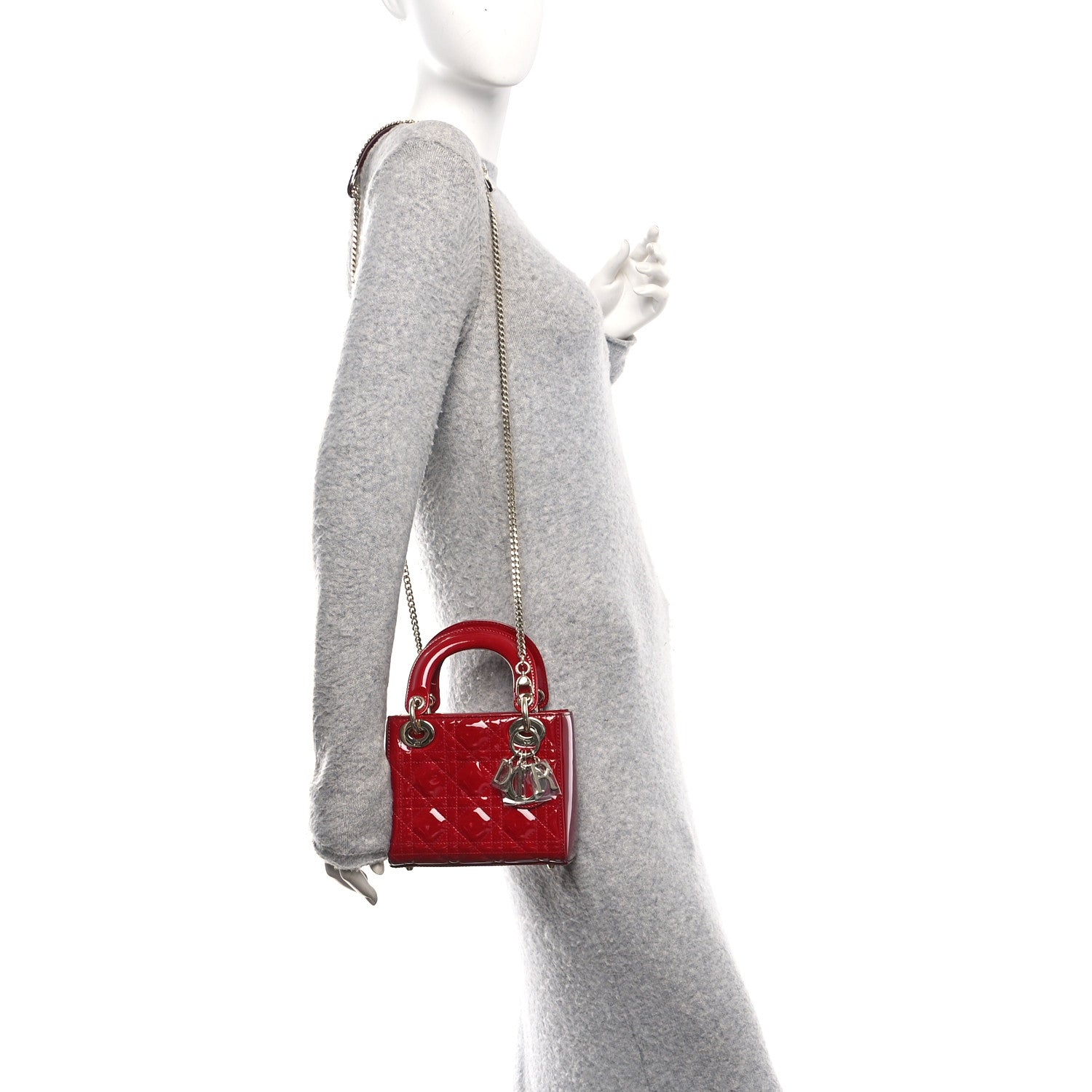 Christian Dior Patent Cannage Mini Lady Dior Red 2 of 11