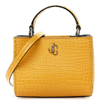 Jimmy Choo Calfskin Crocodile Embossed Mini Varenne Top Handle Yellow 1 of 9