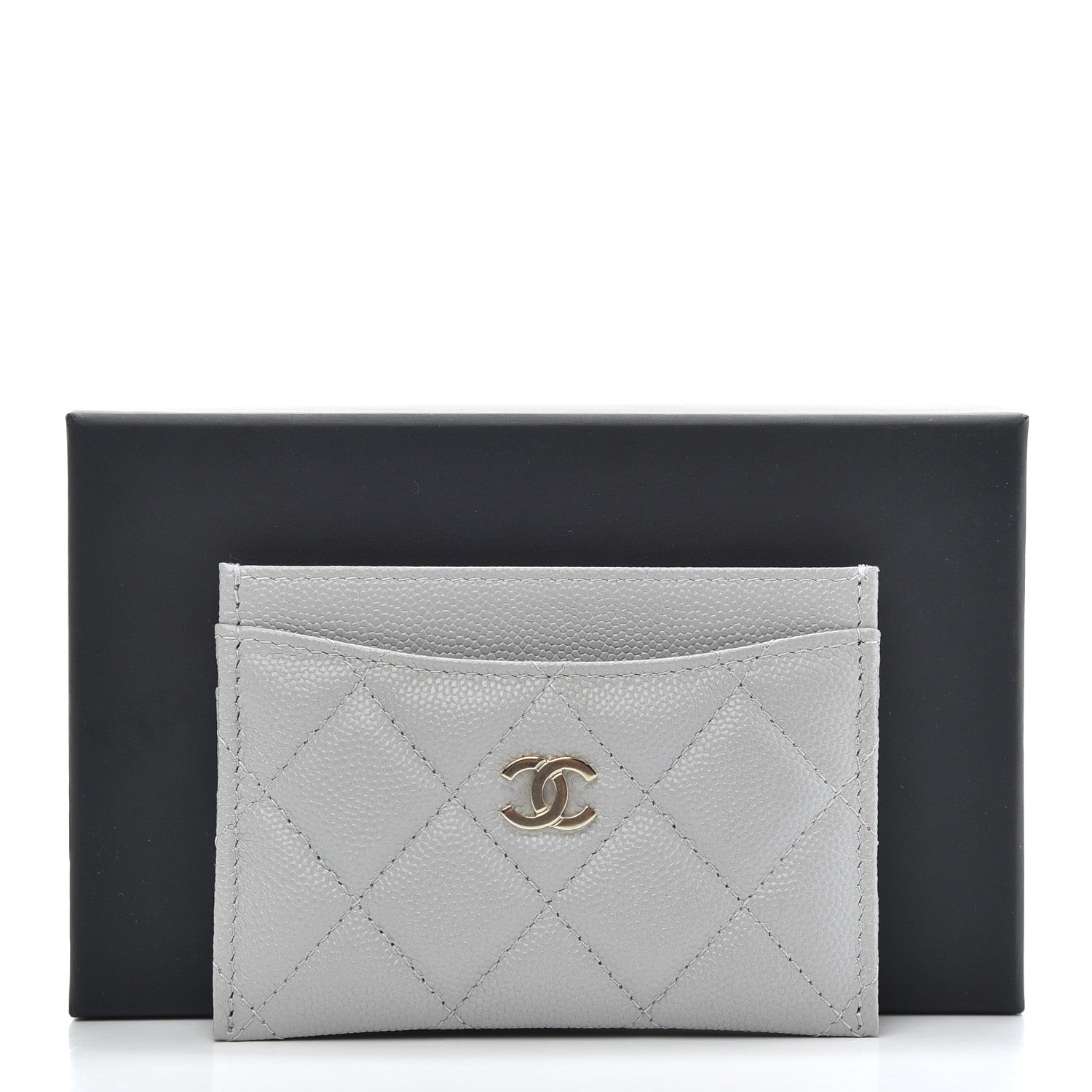 Chanel Caviar Quilted Card Holder Grey 9 of 9