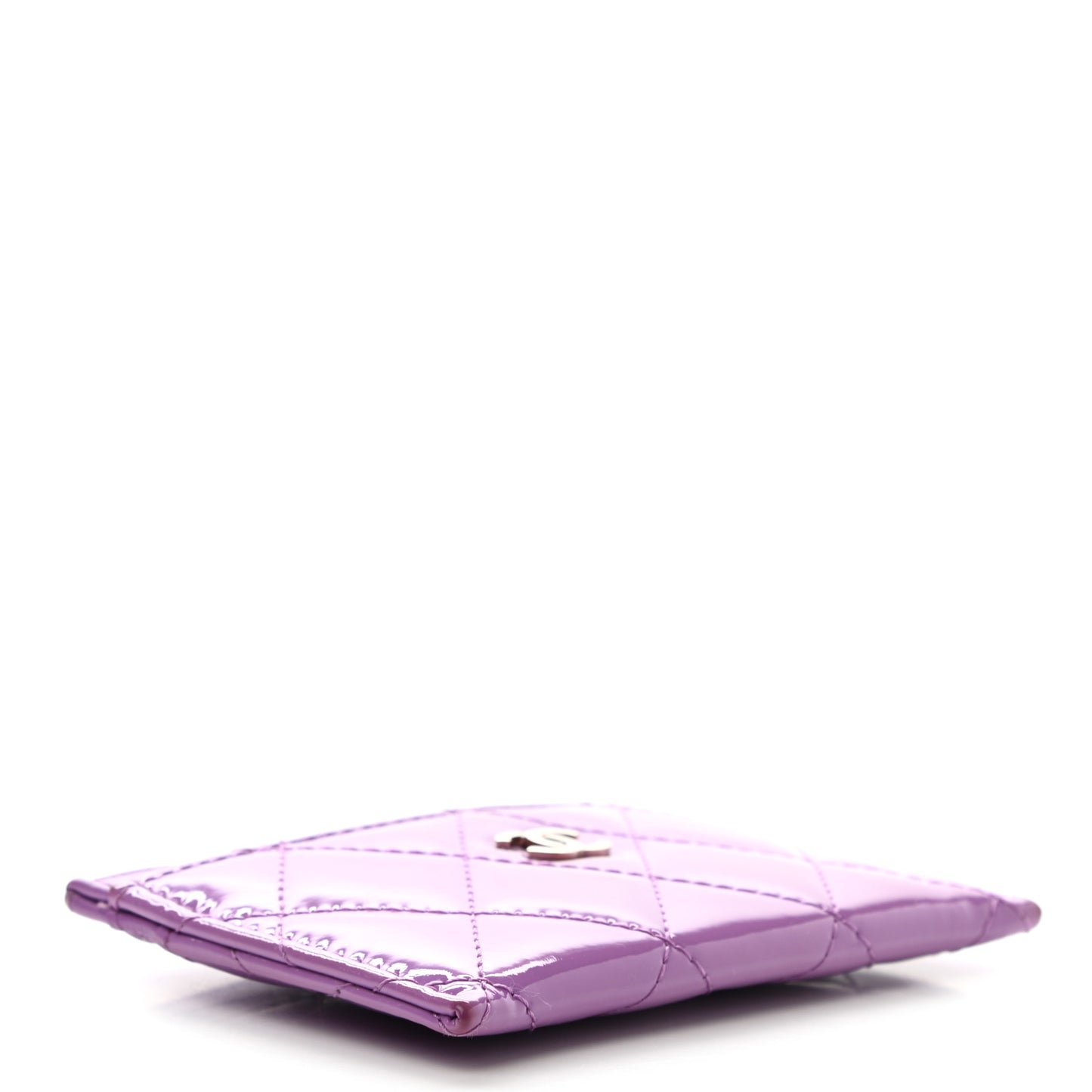 Patent Quilted Card Holder Purple