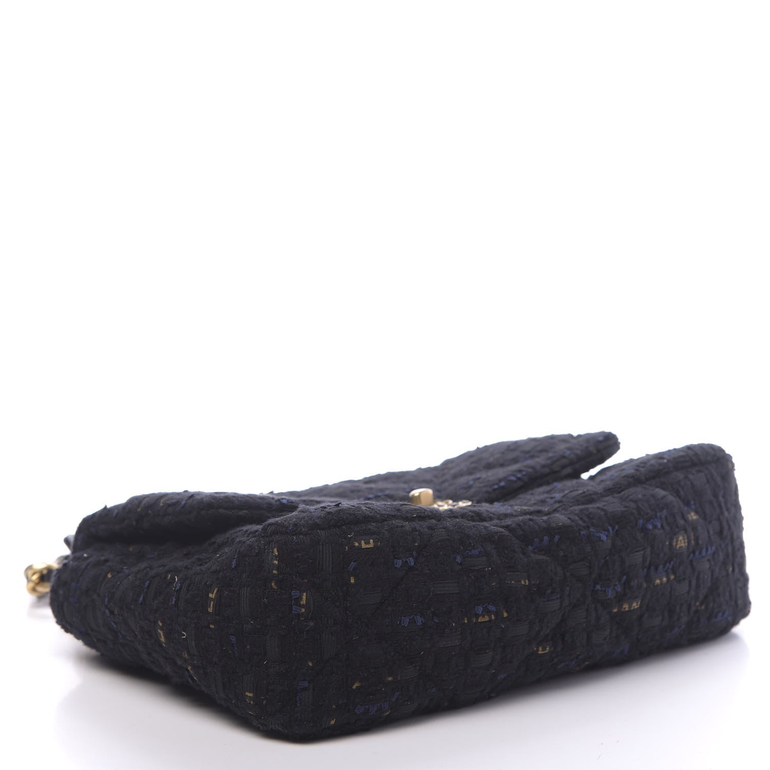 Chanel Tweed Quilted Large Chanel 19 Flap Black Navy Gold 4 of 11