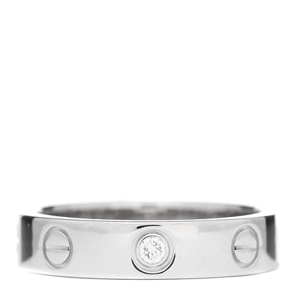 Cartier 18K White Gold Diamond 4mm LOVE Wedding Band Ring 49 5 1 of 5
