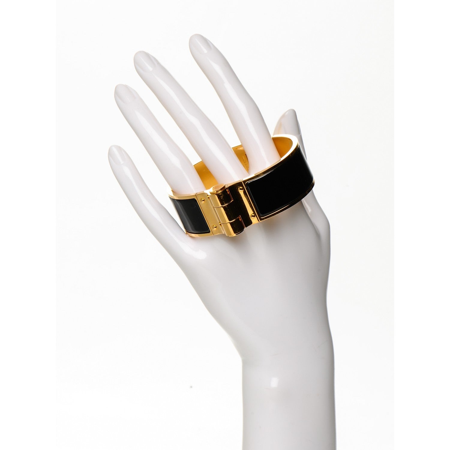 Hermes Enamel Wide Hinged Bracelet M Black 2 of 5