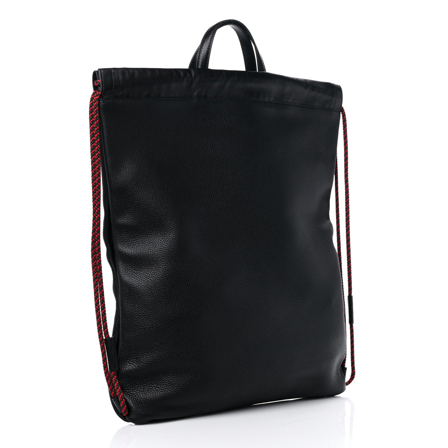 Calfskin Logo Drawstring Backpack Black