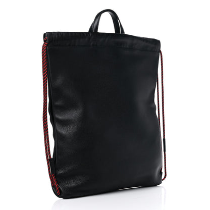 Gucci Calfskin Logo Drawstring Backpack Black 3 of 9