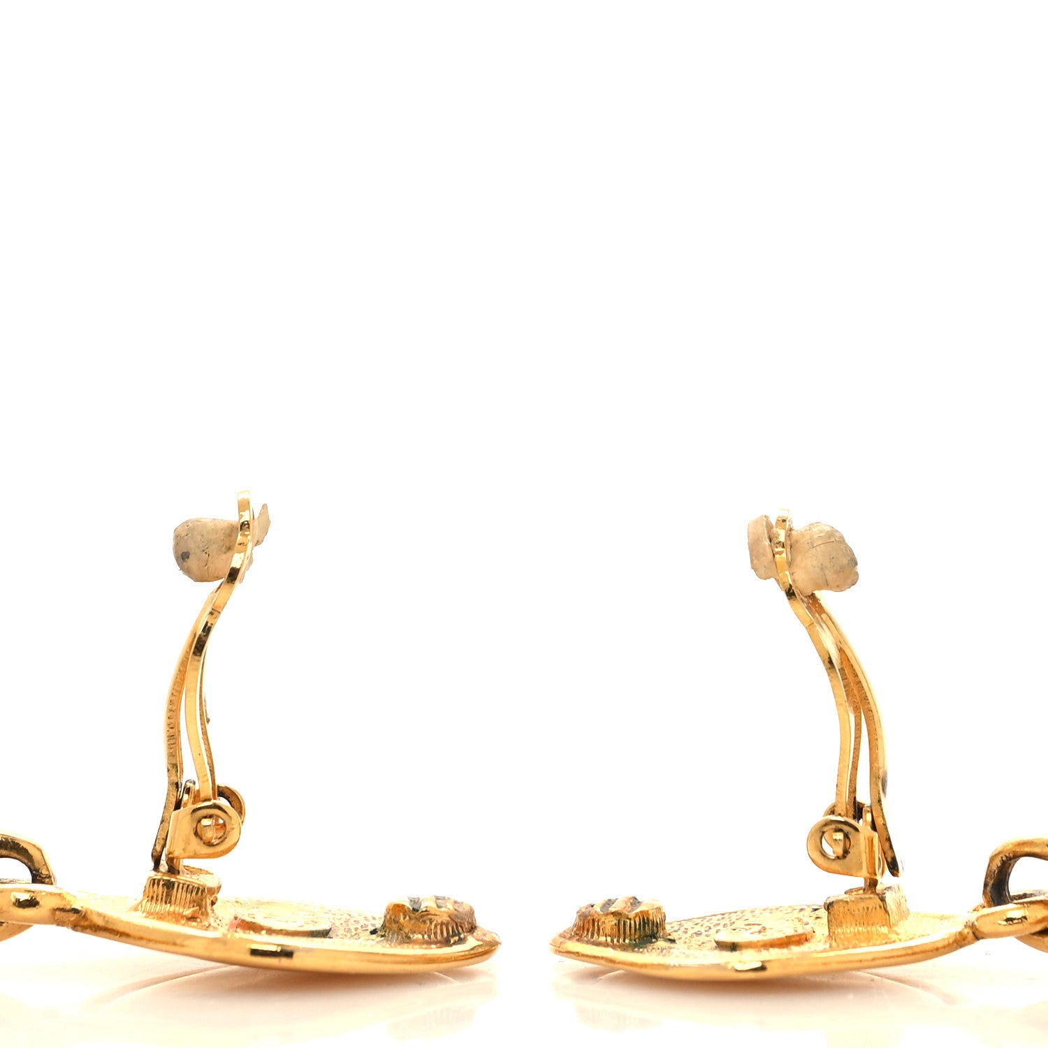 Chanel Textured CC Clip On Earrings Gold 3 of 5