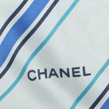 Chanel Silk Pearl CC N°5 Scarf Blue 4 of 7