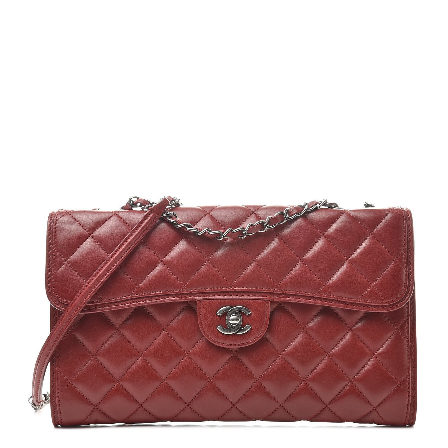 Lambskin Quilted Citizen Zip Flap Red
