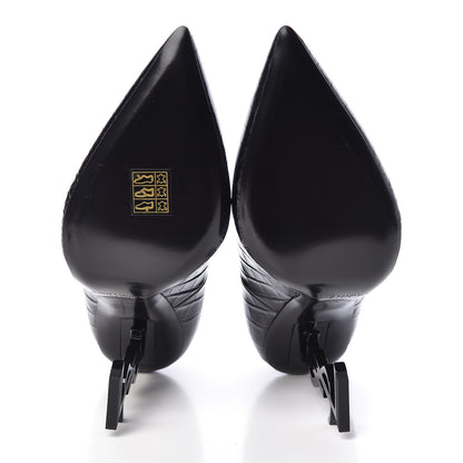 Saint Laurent Calfskin Crocodile Embossed Opyum 110 Pumps 39 Black 5 of 10