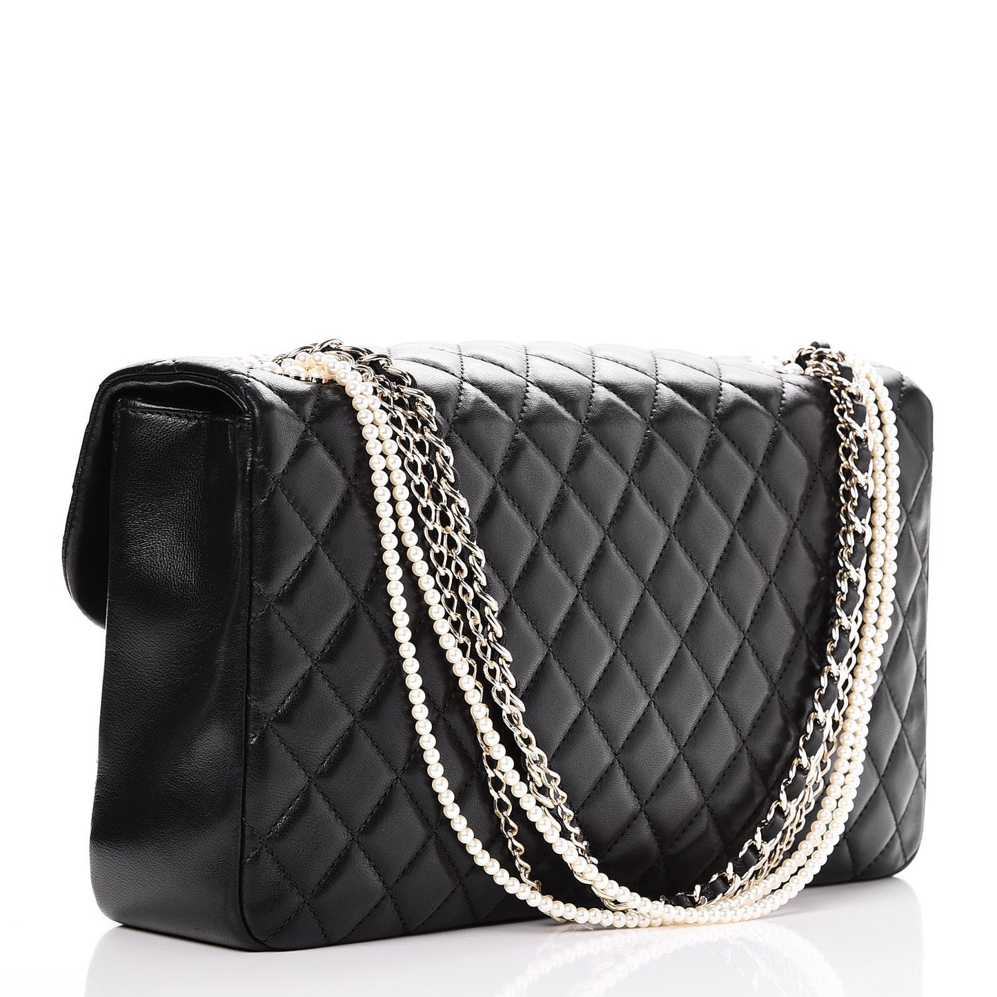 Lambskin Medium Westminster Pearl Flap Black