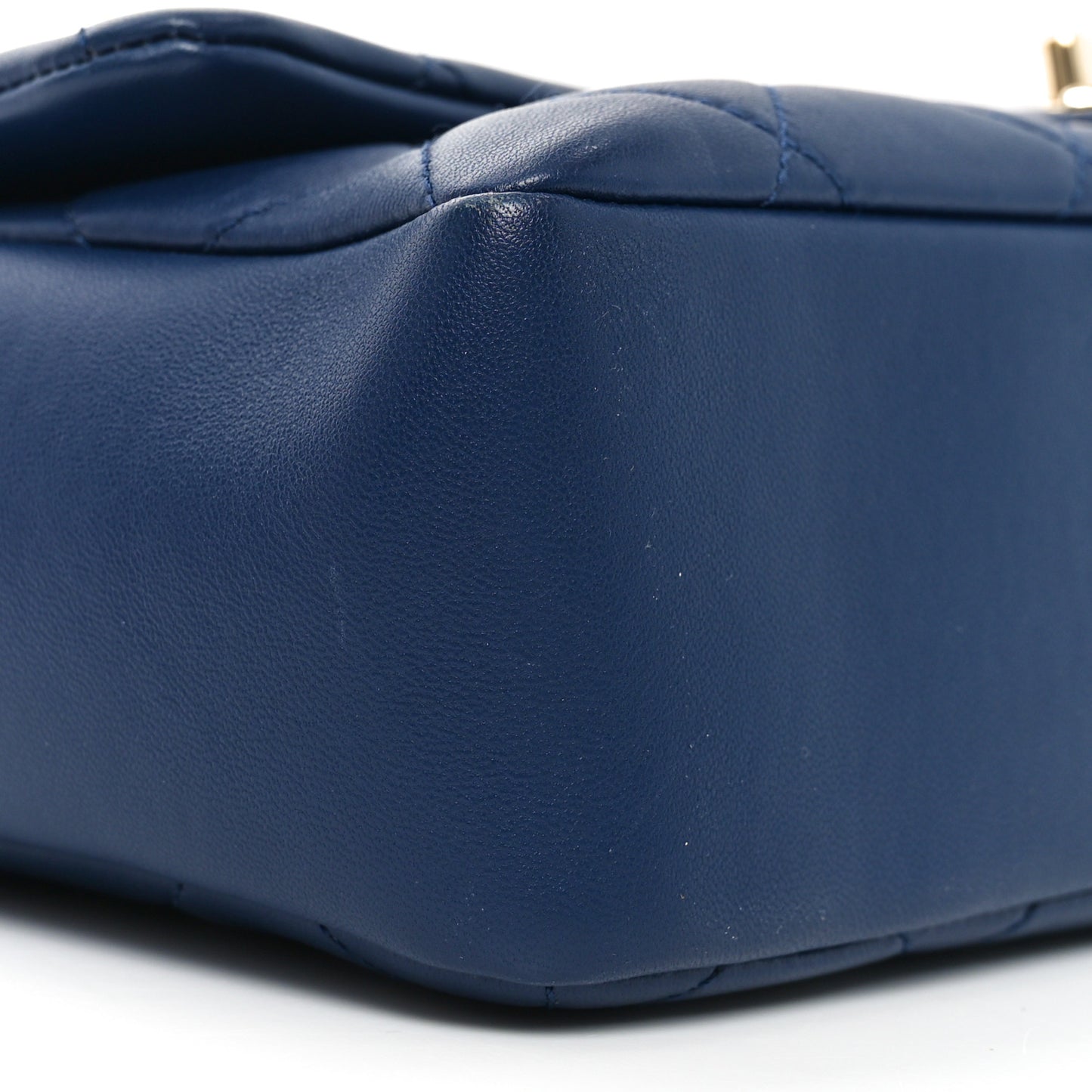 Lambskin Quilted Resin Bi-Color Chain Flap Bag Navy