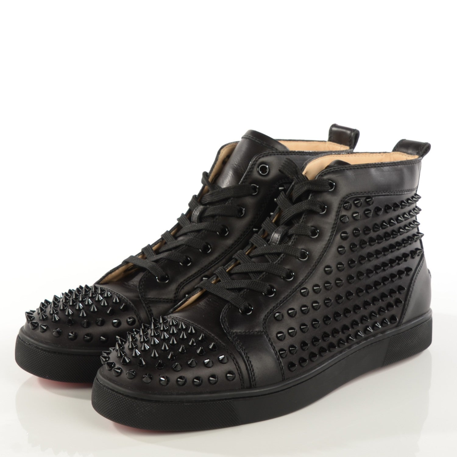 Christian Louboutin Mens Leather Louis Spikes Flat Sneakers 44 Black 3 of 9